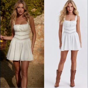 HOUSE OF CB 'Tiffani' White Lace Trim Mini Dress /Size S-US 4-6 $225